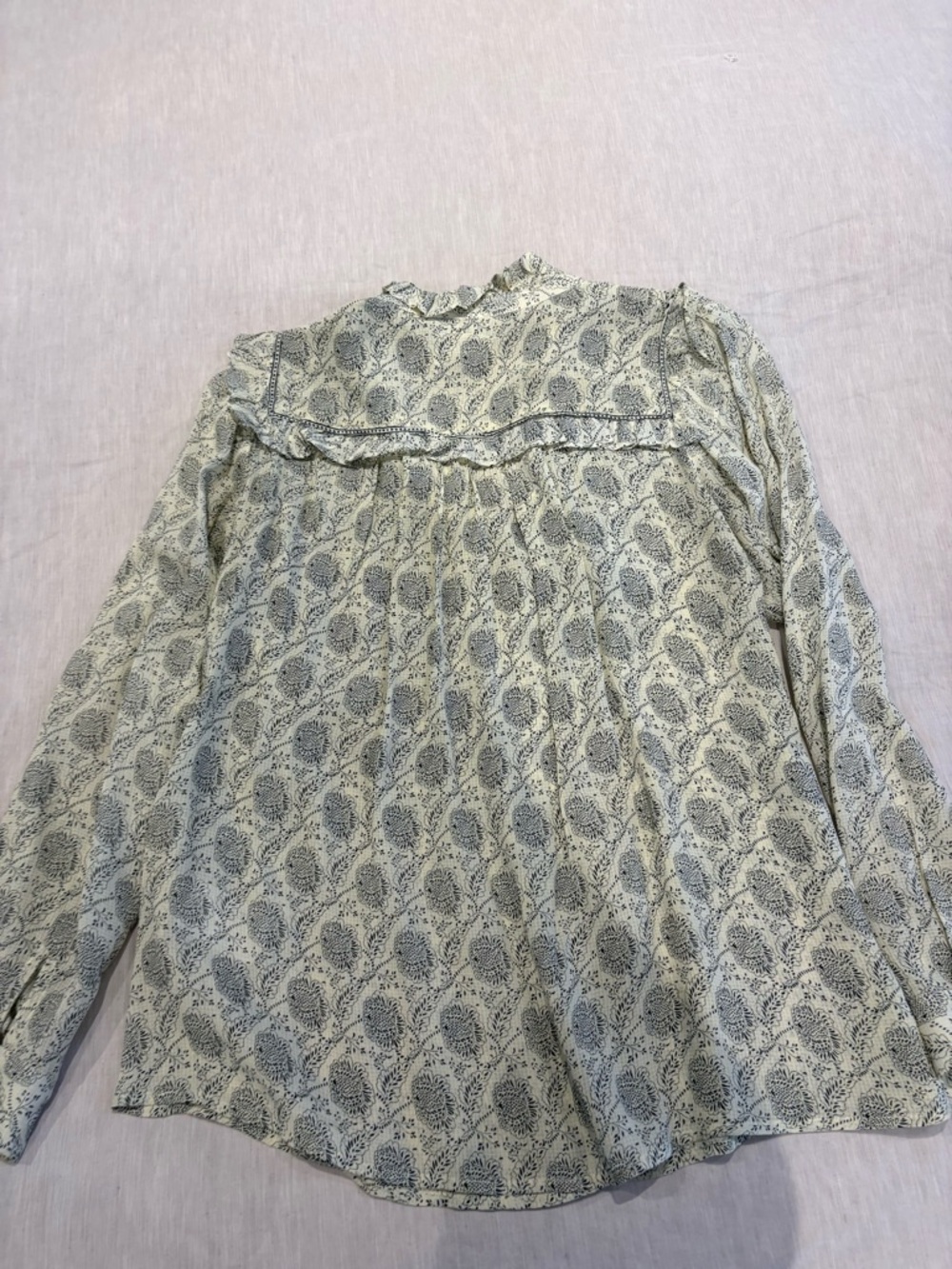 BORA ba&sh cream Paisley Ruffle Button-Up Blouse - Picture 7 of 10